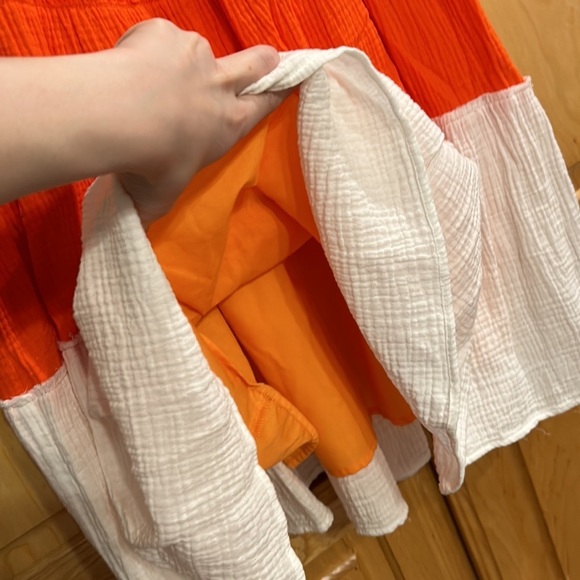 Orange and White Tiered Dress - Picture 3 of 9